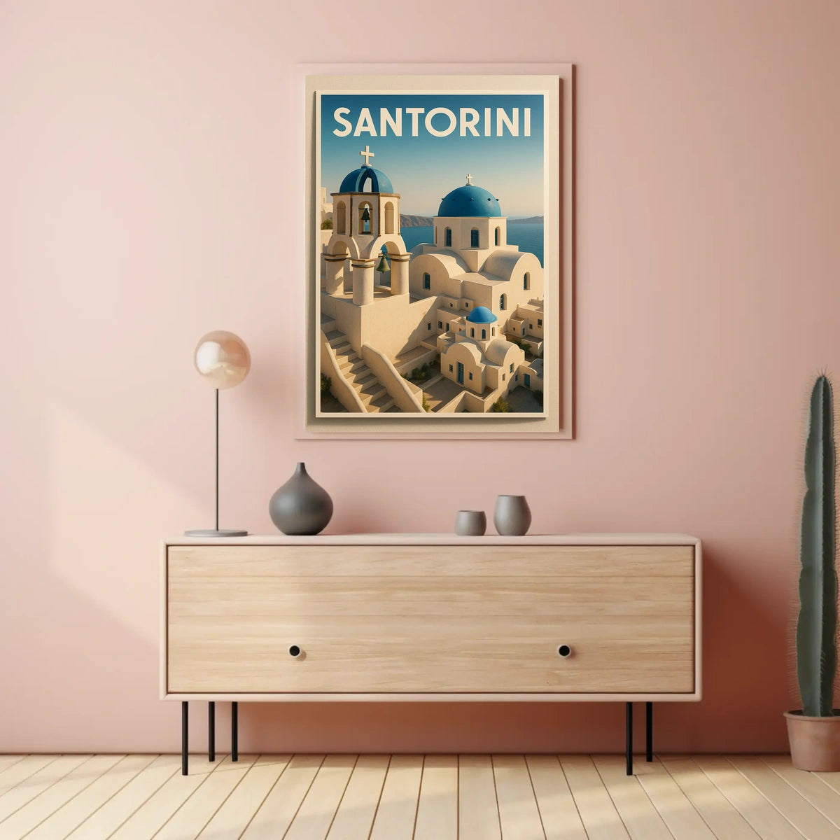Santorini Greece Modern Travel Poster