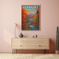 Vermont Autumn Serene Poster Vintage Landscape