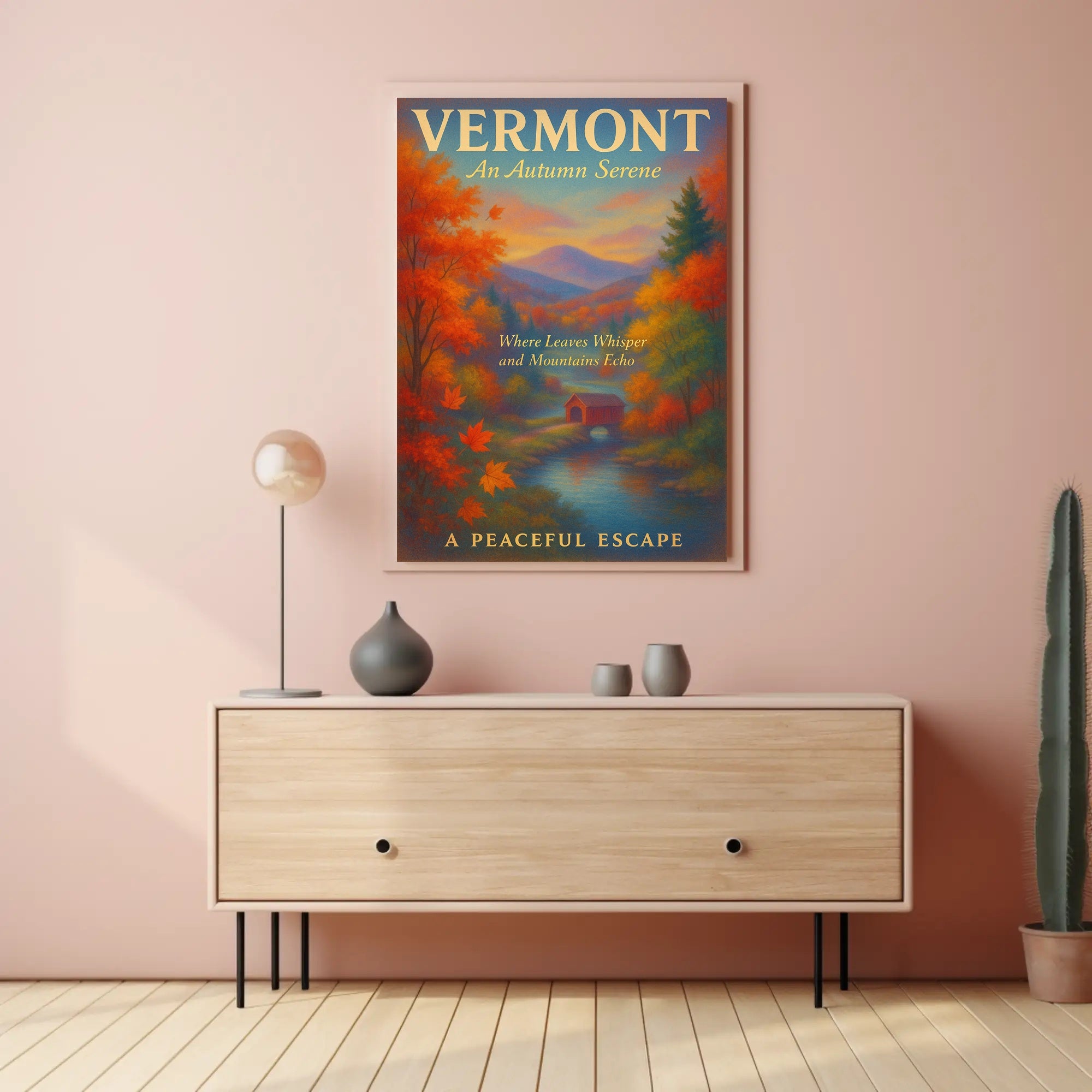 Vermont Autumn Serene Poster Vintage Landscape