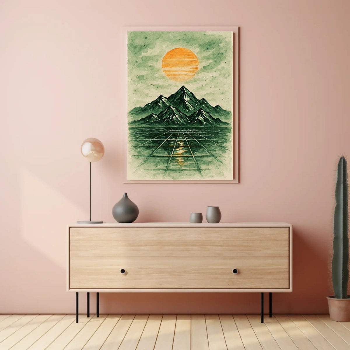 Surreal Abstract Landscape with Futuristic Touches Artistic Poster