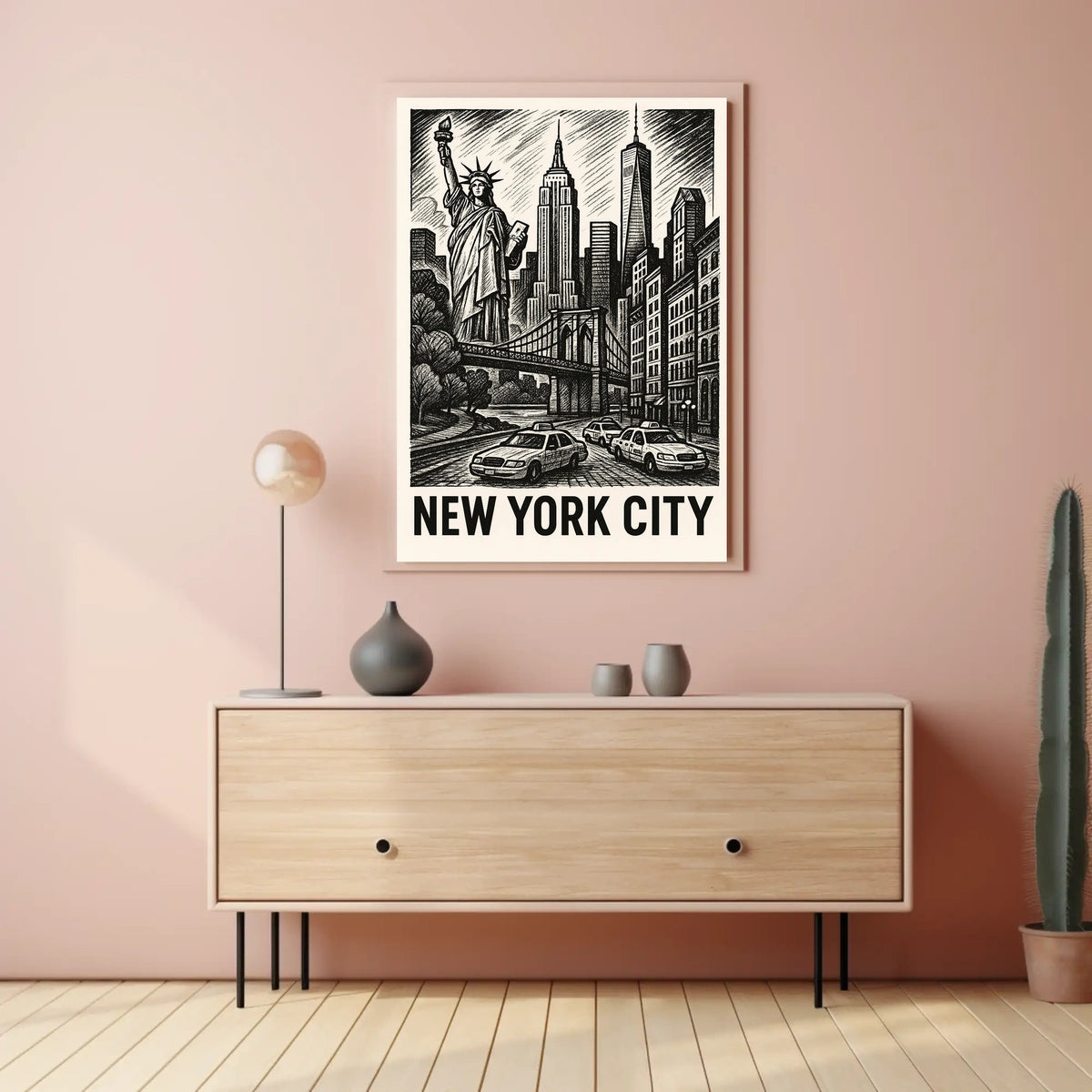 Iconic New York City Poster Black And White Wall Art NYC