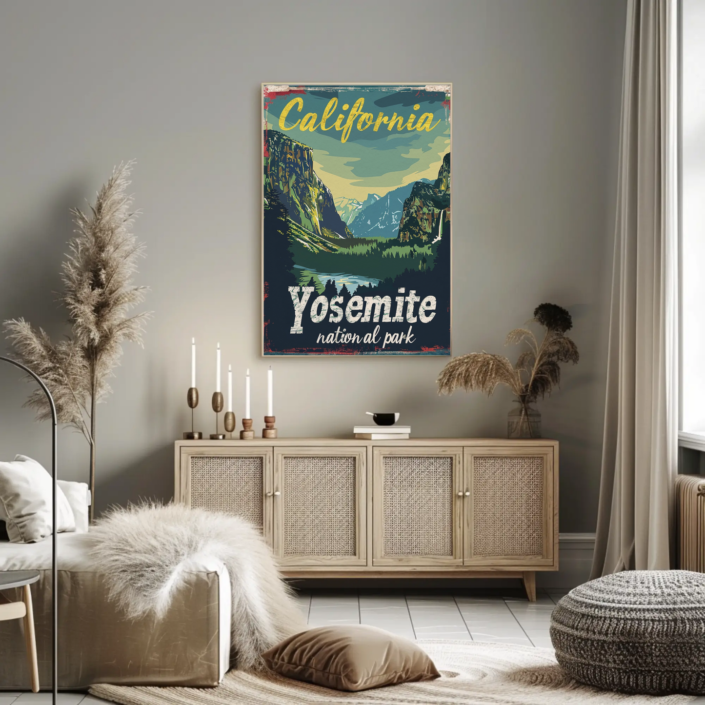 California Yosemite Valley Scenic Travel Poster