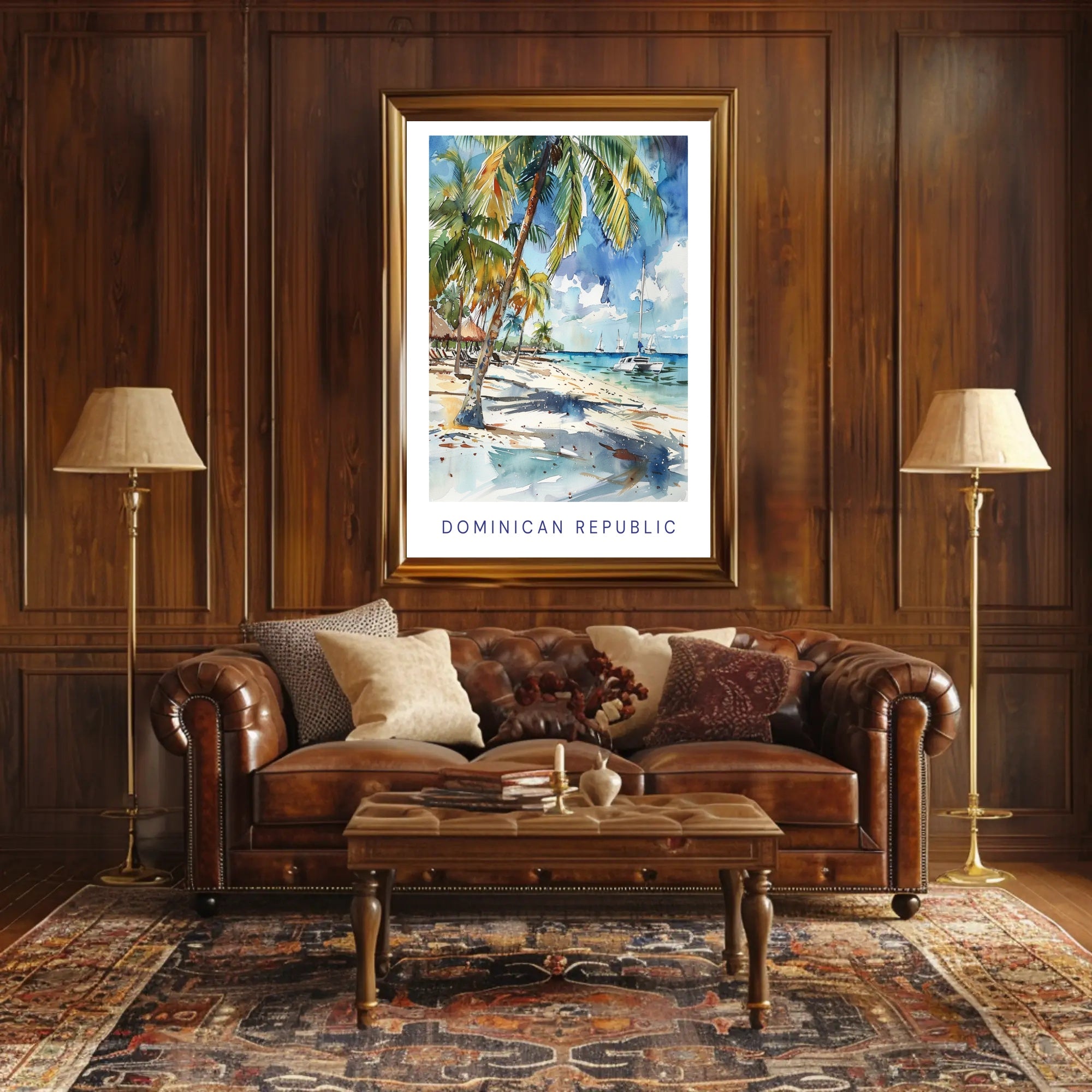 Tropical Beach Paradise in Watercolor Travel Poster PosterGoat