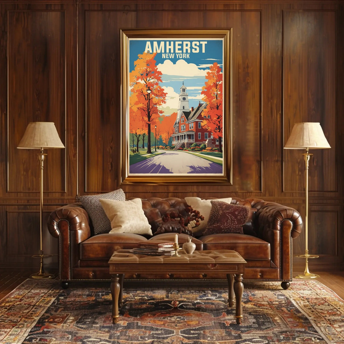 Serene Autumn Scene in Amherst Travel Poster