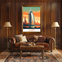 Burj Al Arab Sunset in Dubai Travel Poster