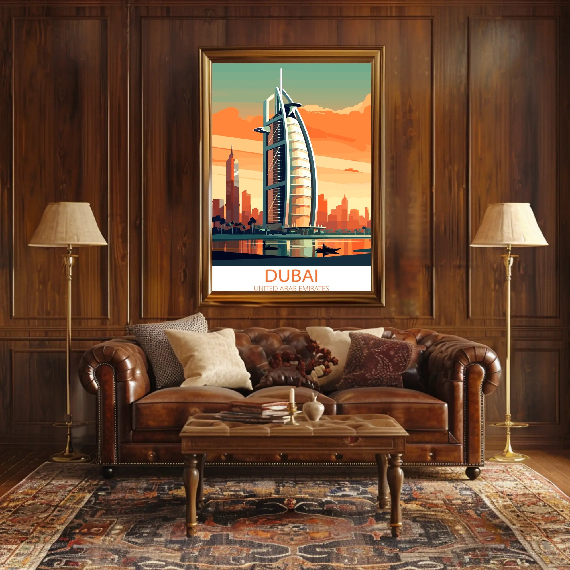 Burj Al Arab Sunset in Dubai Travel Poster