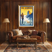 Val Gardena Skiing Adventure Vintage Travel Poster PosterGoat