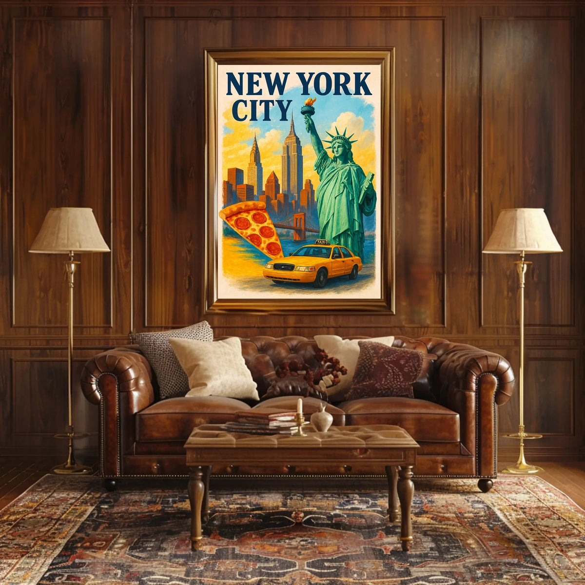 New York City Icons Cityscape Poster Modern Wall Art