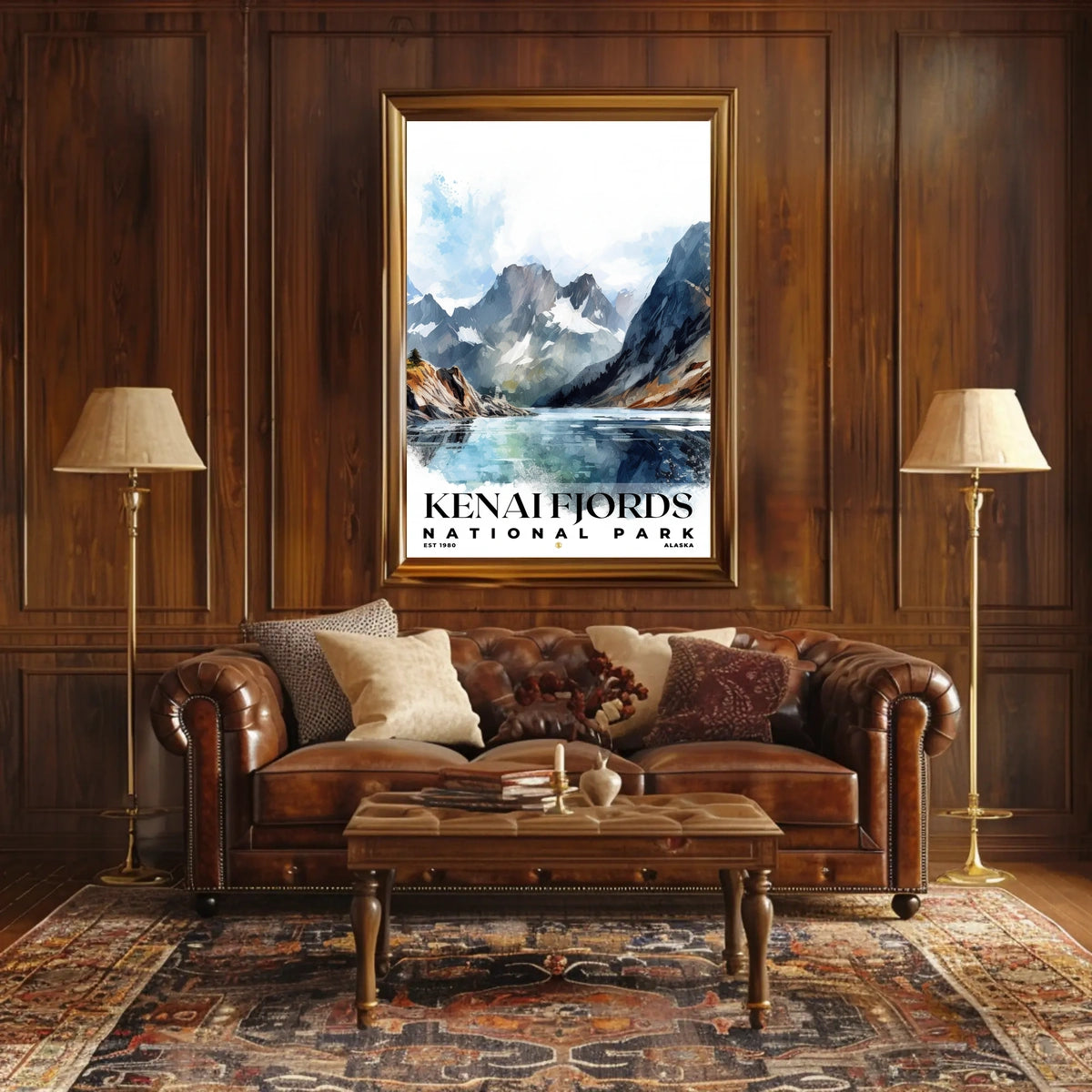 Kenai Fjords Watercolor Wall Art Poster