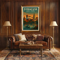 Scenic Syracuse Cityscape Poster Abstract Wall Art