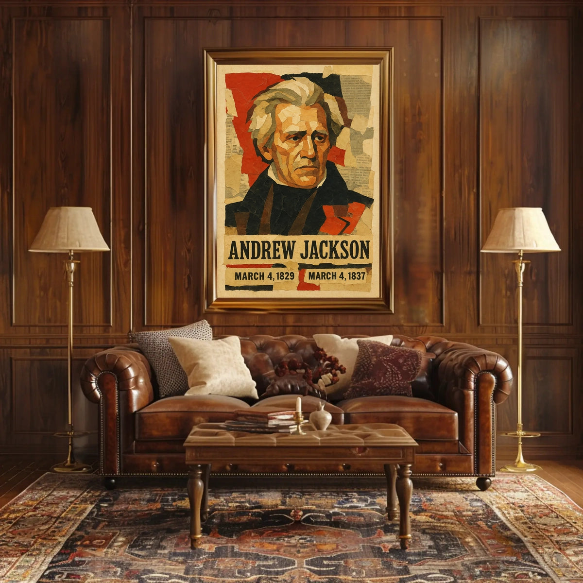 Andrew Jackson 7th President of the United States Layered paper Collage Poster