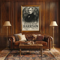 William Henry Harrison 9th President of the United States Double Exposure Poster