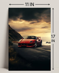 Sunset Drive Red Sports Car Poster