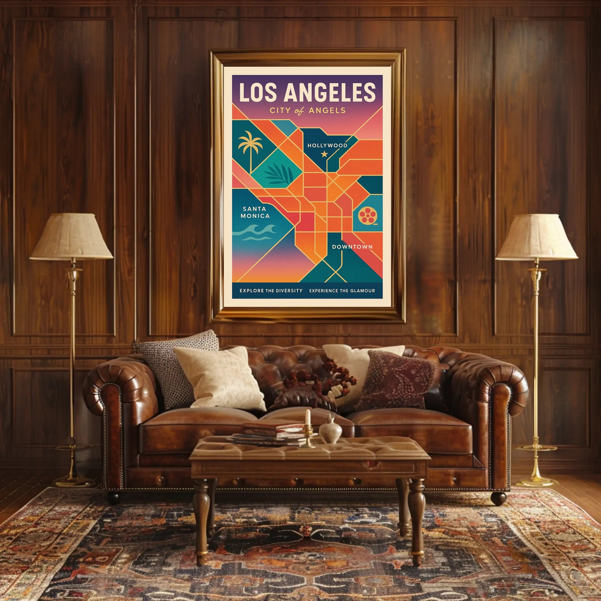 Los Angeles Retro Glamour Travel Poster PosterGoat