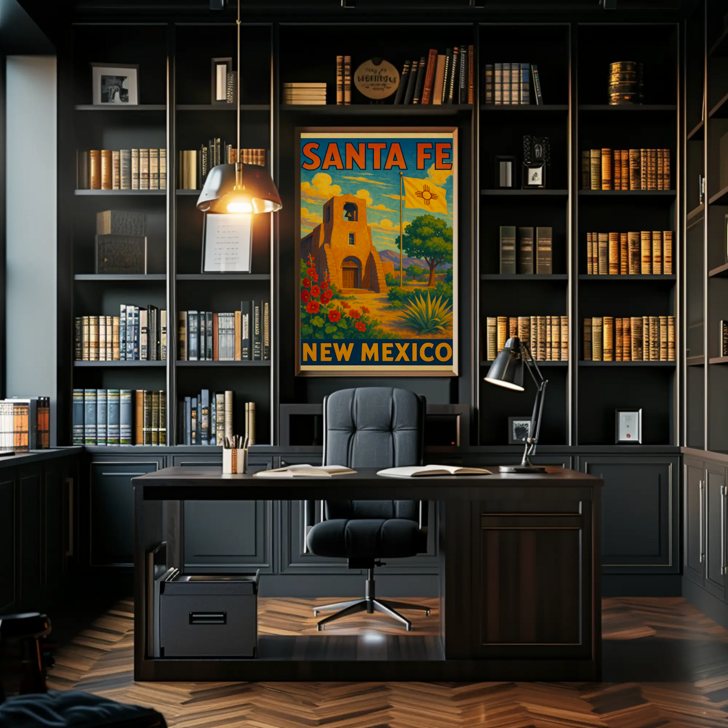 Santa Fe Adobe Charm, Mid-Century Travel Poster