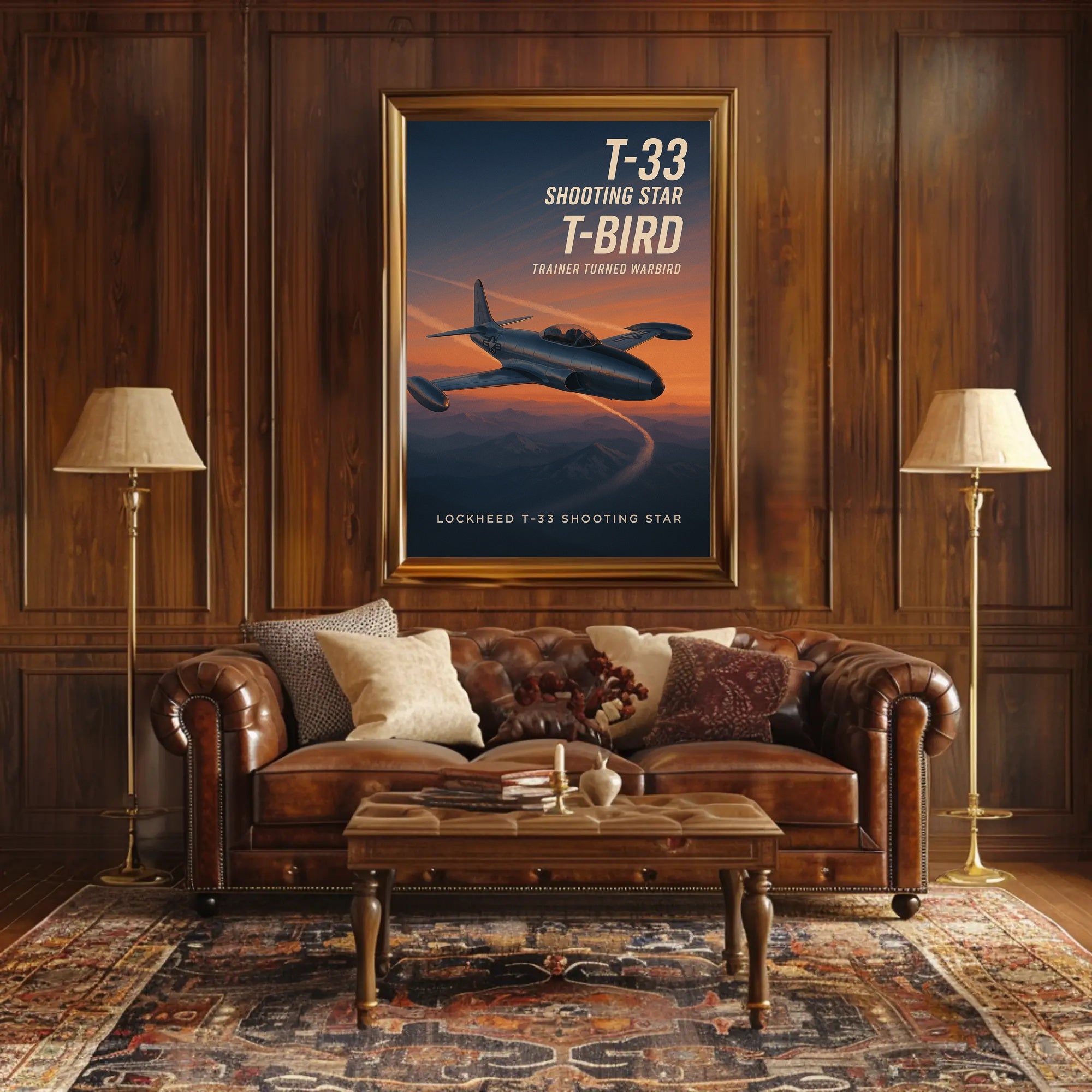 Lockheed T-33 Aircraft Poster: Historical Aviation Art Print