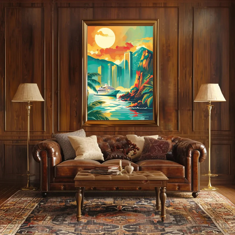 Vintage Parisian Skyline Art Deco Poster