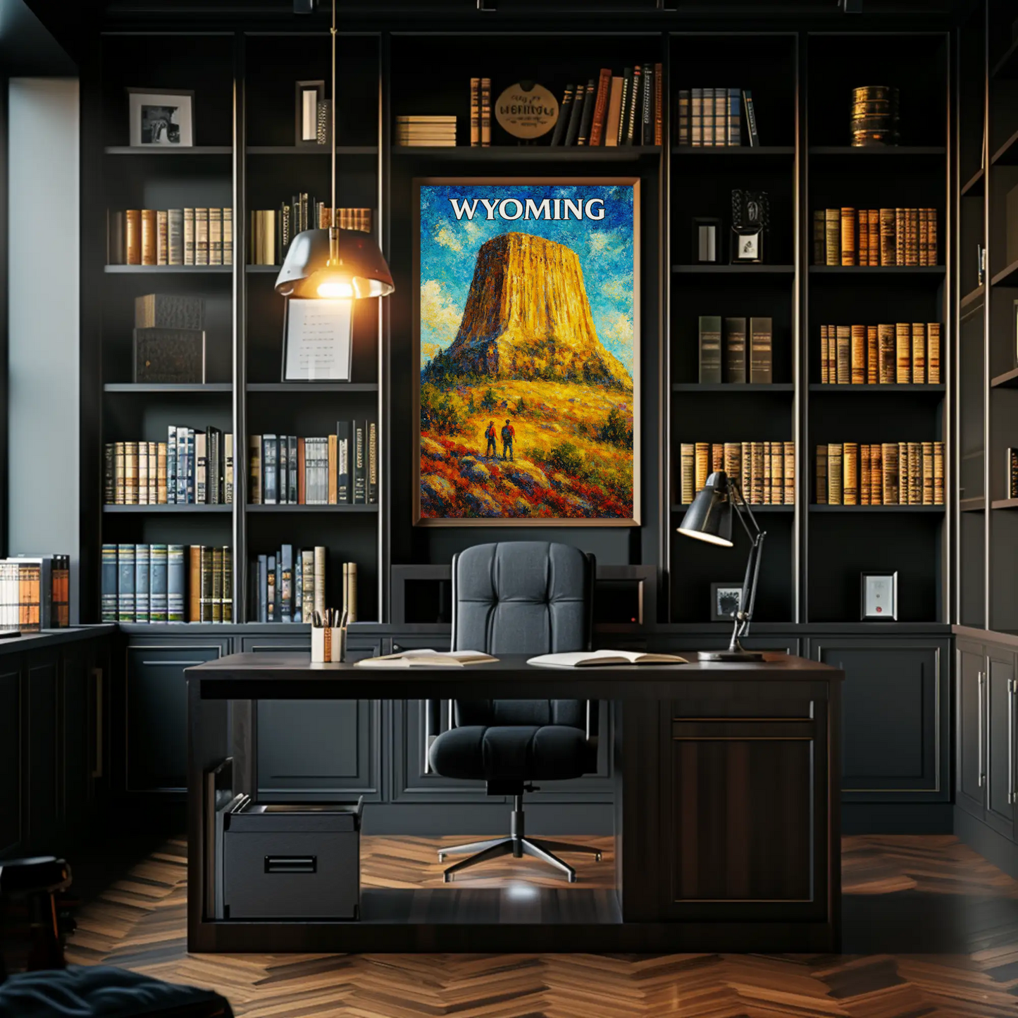 Wyoming Devils Tower Hiking Landscape Scenic Travel Poster