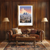 Los Angeles Skyline Serene Illustration Urban or Cityscape Poster PosterGoat