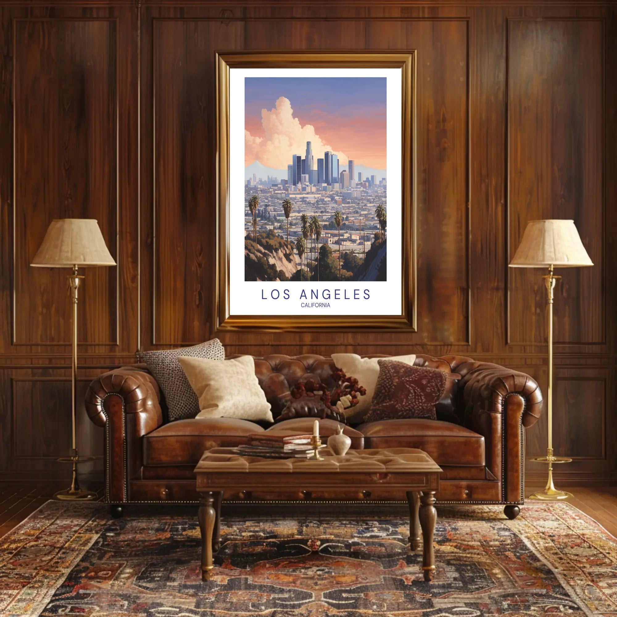 Los Angeles Skyline Serene Illustration Urban or Cityscape Poster PosterGoat