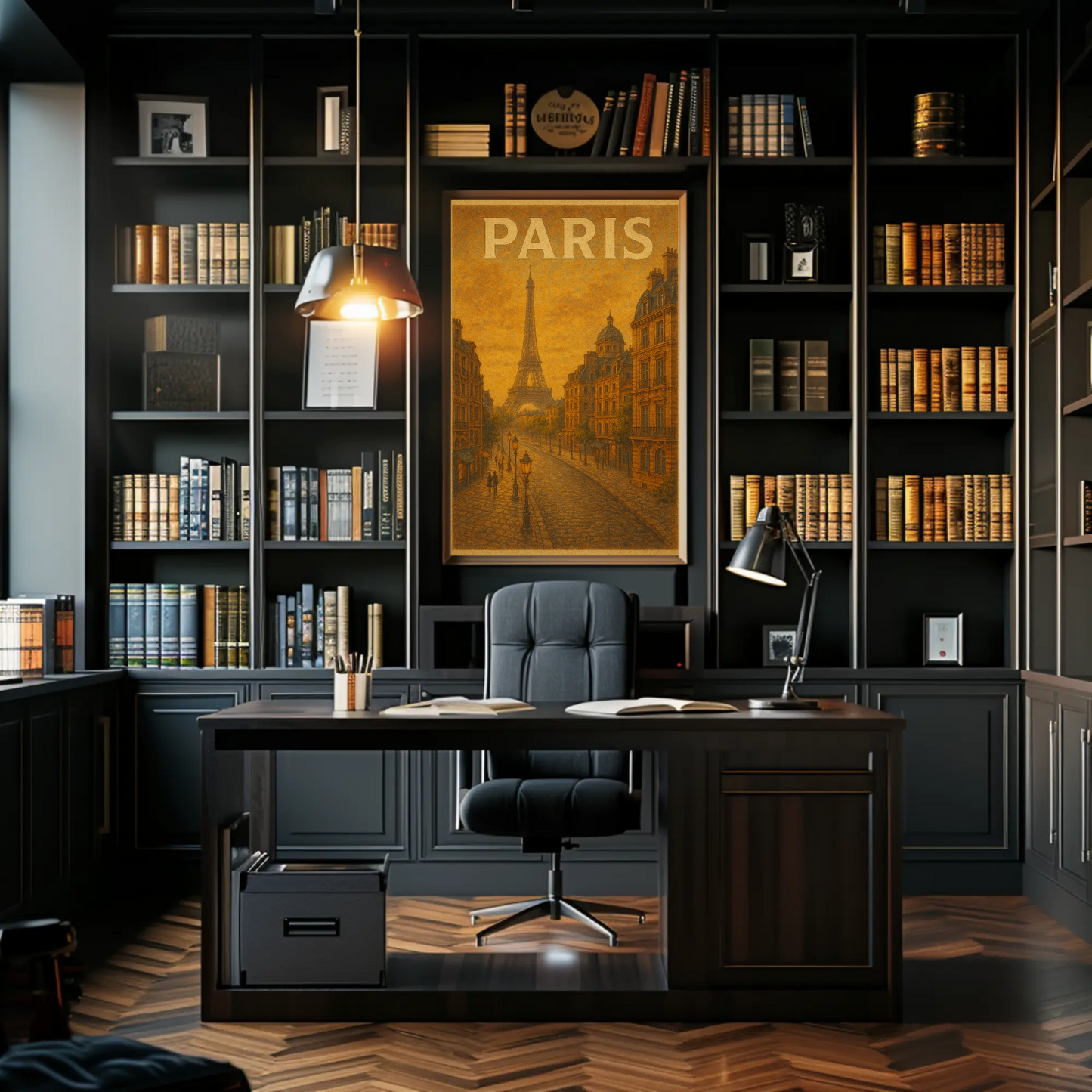 Paris Eiffel Tower Vintage Evening Poster
