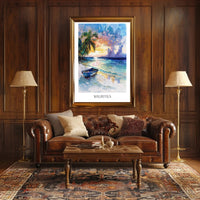 Mauritius Sunset Beach Travel Poster PosterGoat