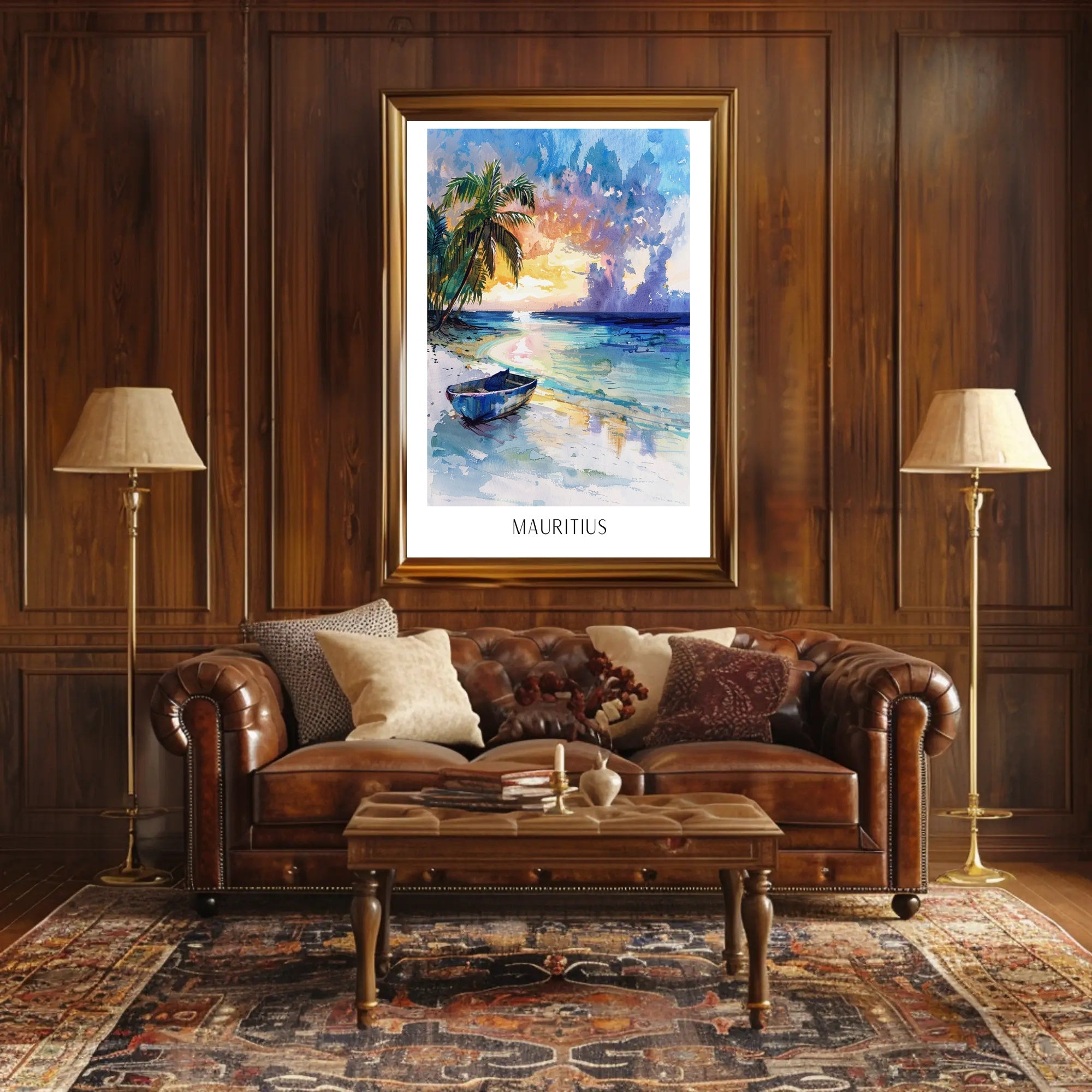 Mauritius Sunset Beach Travel Poster PosterGoat