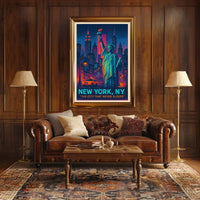 New York City The City Never Sleeps Poster Retro Wall Art