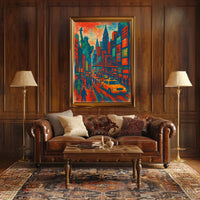New York City Skyline Vibrant Poster Abstract Wall Art