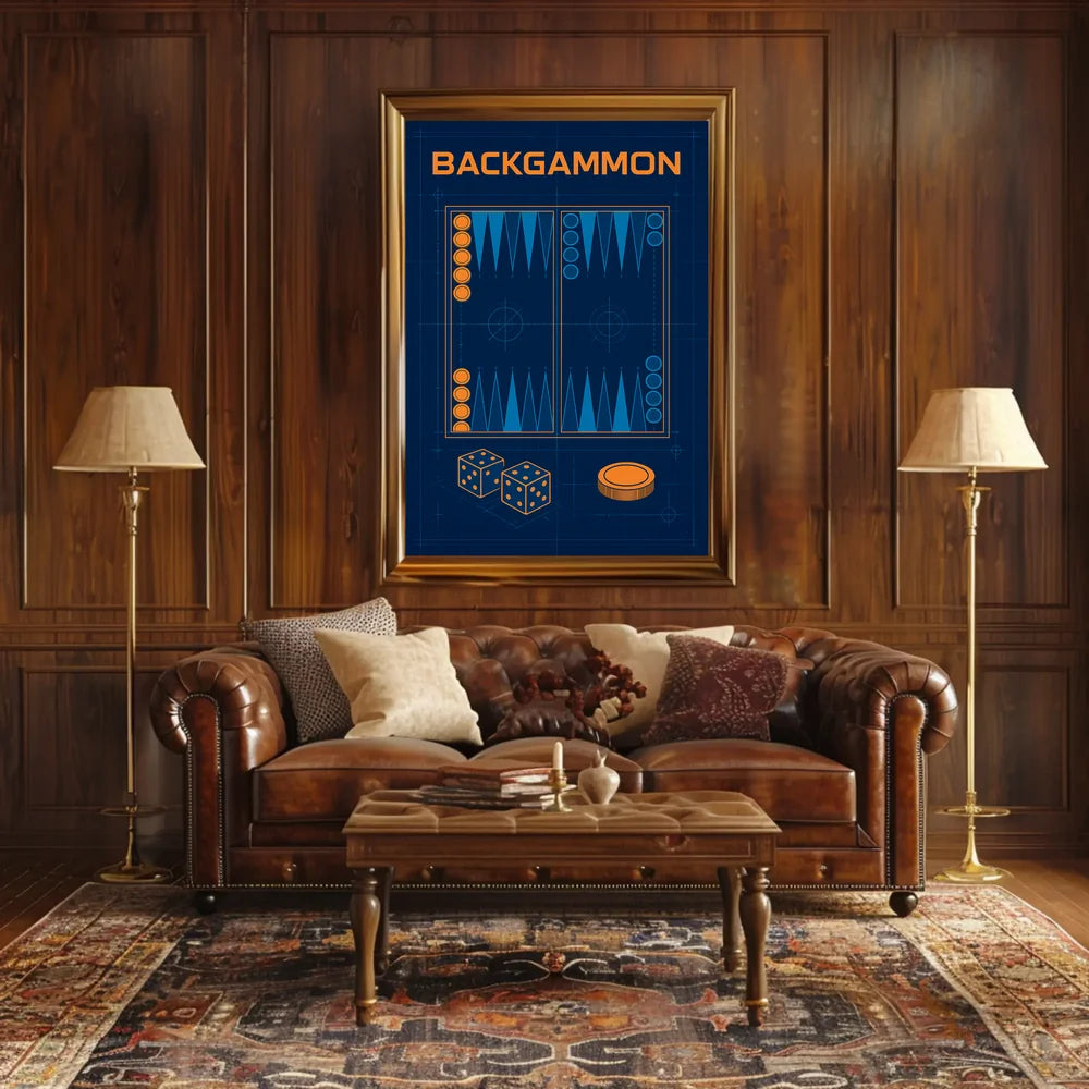 Backgammon Blueprint Art: Abstract or Artistic Poster