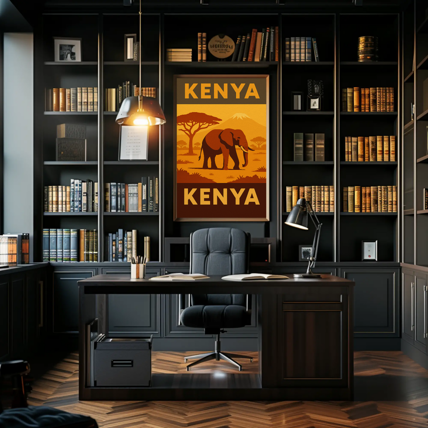 Kenya's Majestic Wildlife Safari Vintage Travel Poster
