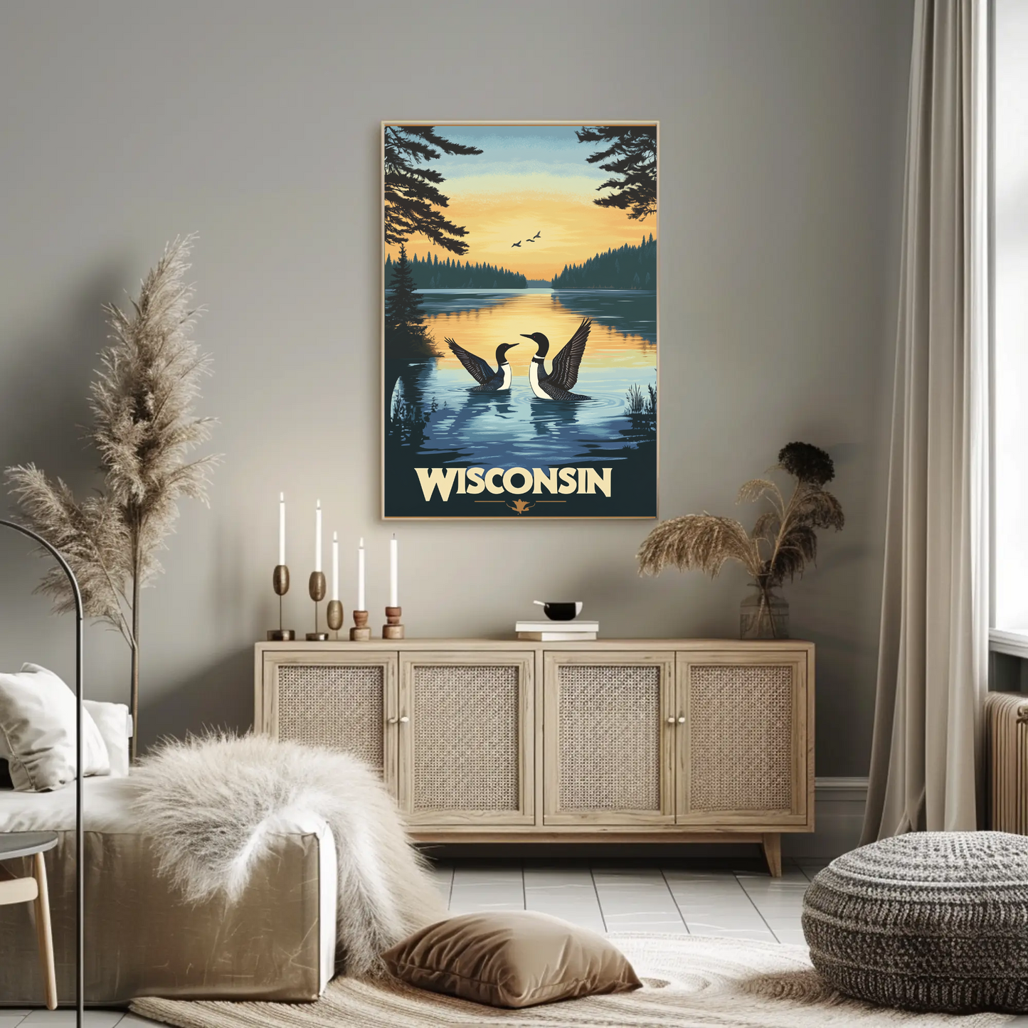 Wisconsin Lake Vintage Poster