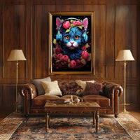 Cherries And Headphones Cat Poster