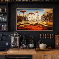 Alien World Mushroom Landscape Futuristic Sci-Fi Poster