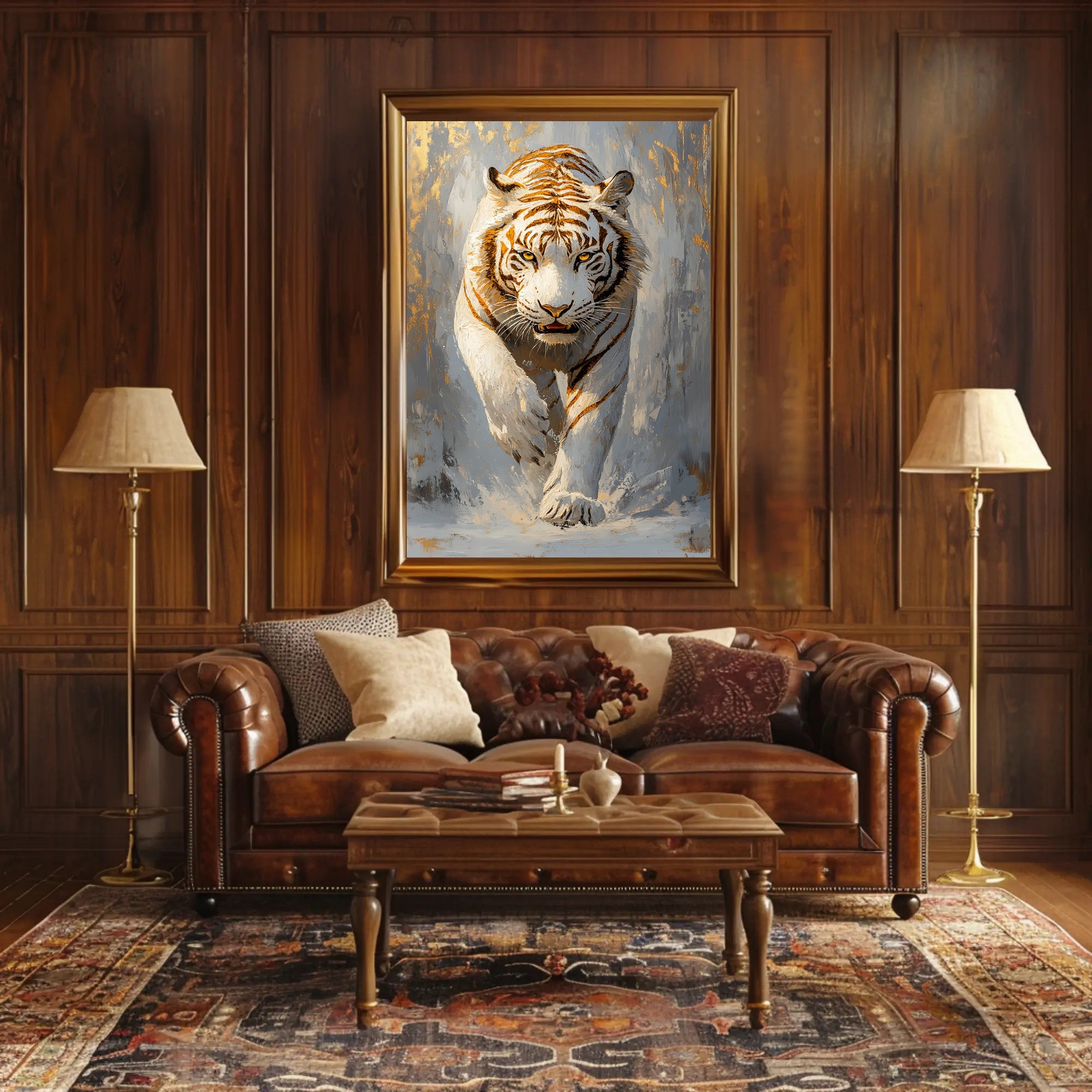 Majestic White Tiger Artistic Animal Poster