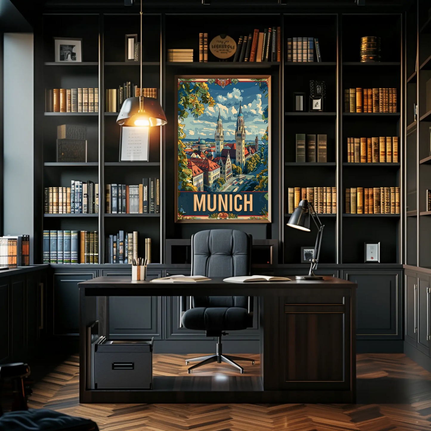 Munich Towers Panorama Germany Travel Poster