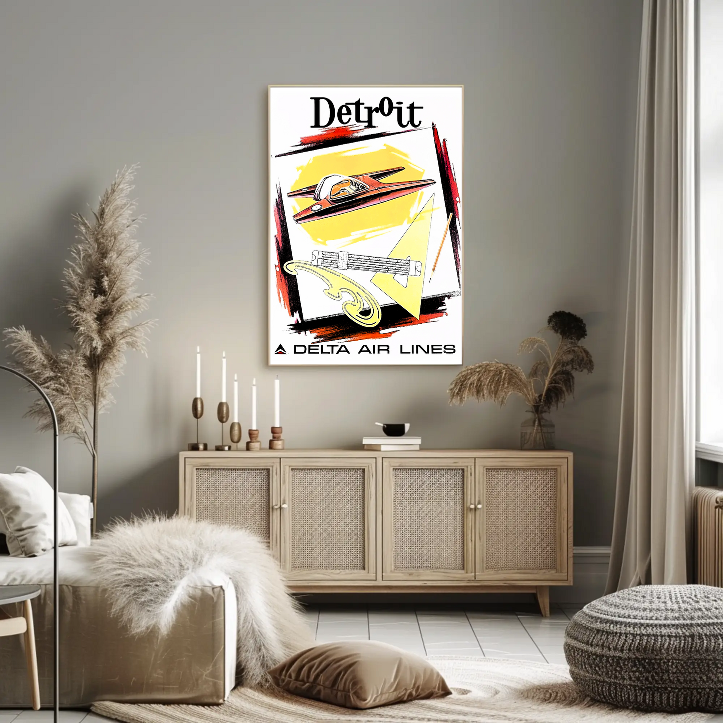 Detroit Air Lines Travel Poster