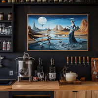 Surreal Dreamscape Poster with Ethereal Moon-Lit Desert Scene