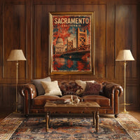 Sacramento Cityscape Vintage Travel Collector Poster