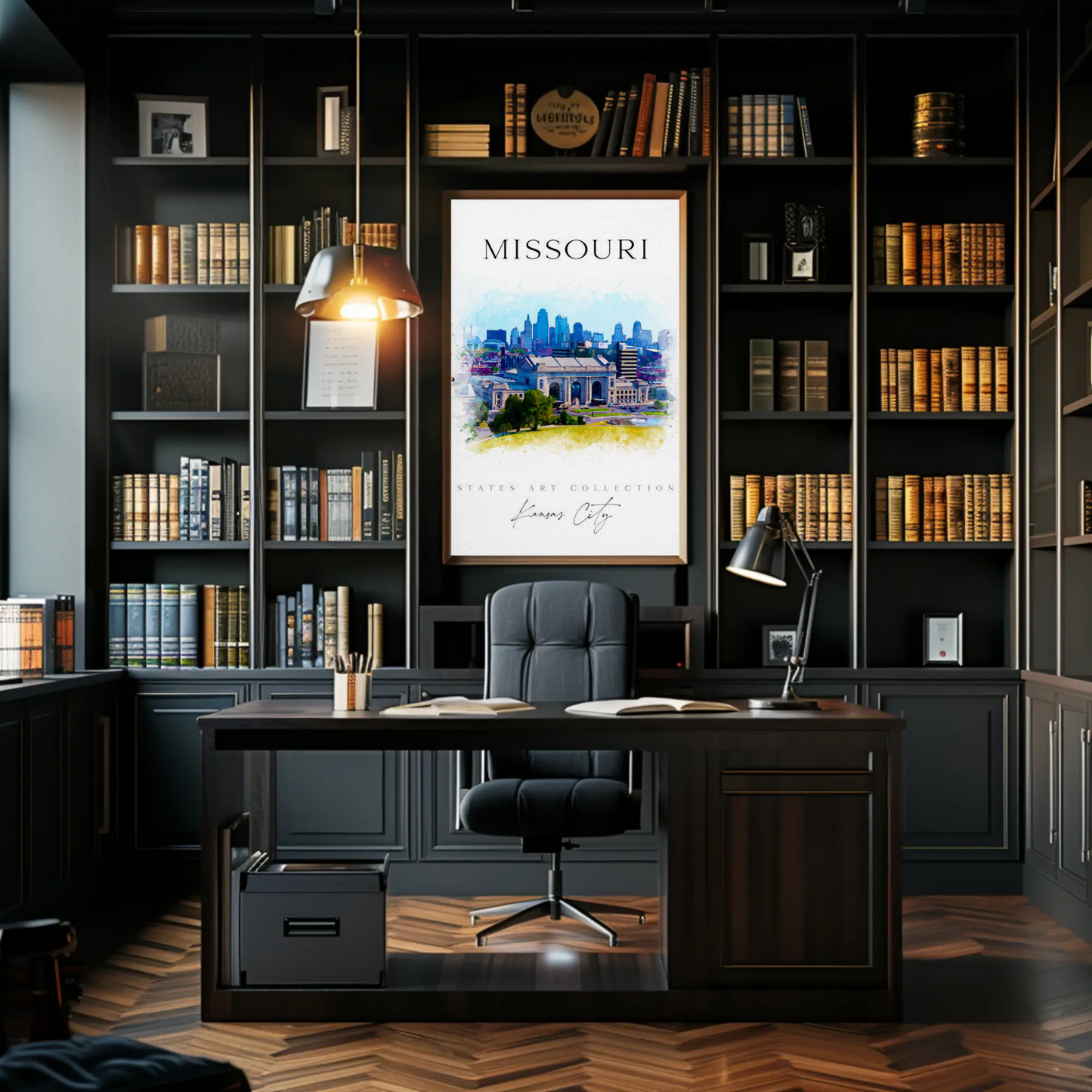 Kansas City Missouri Skyline Watercolor Poster Poster