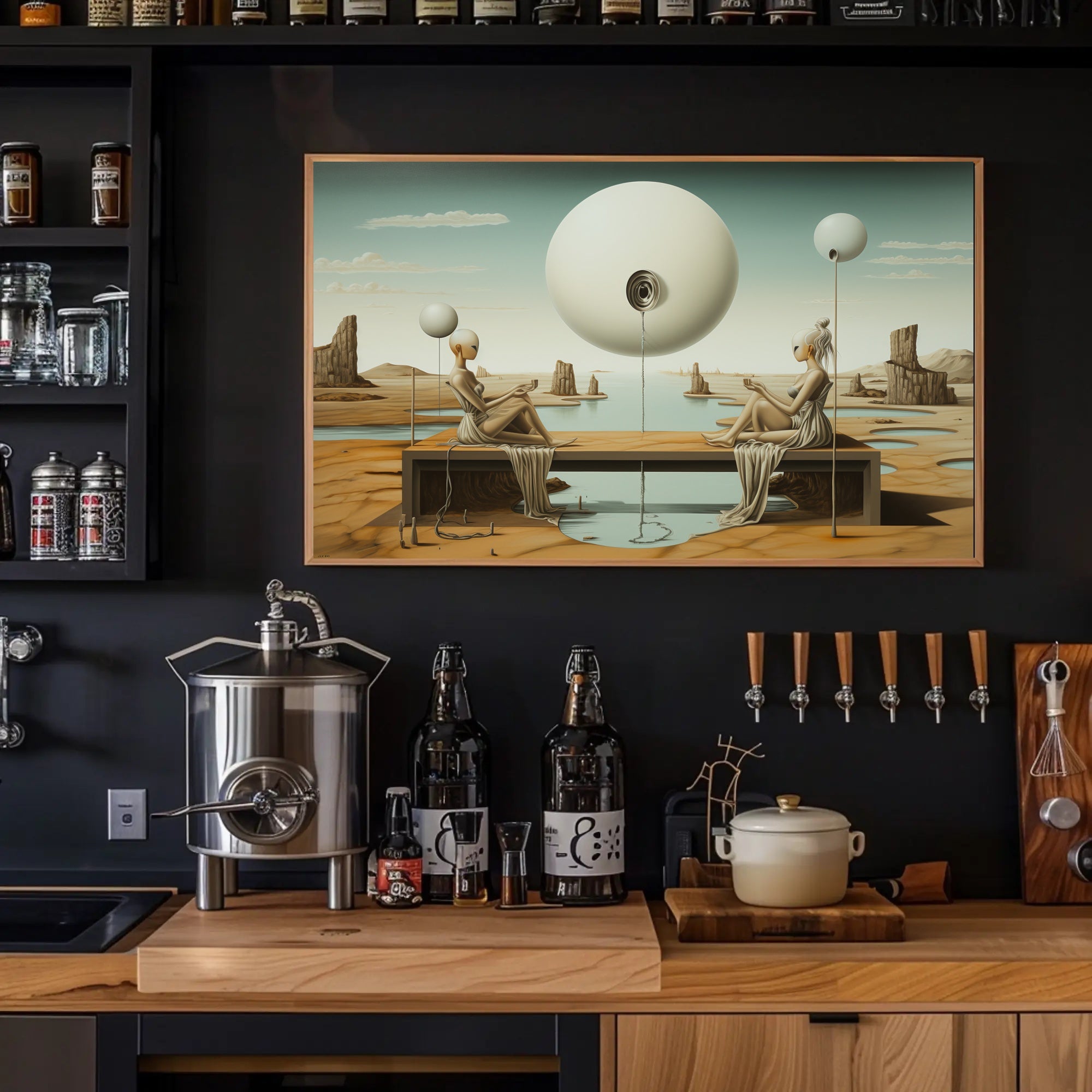 Surreal Desert Spheres Futuristic Sci-Fi Poster