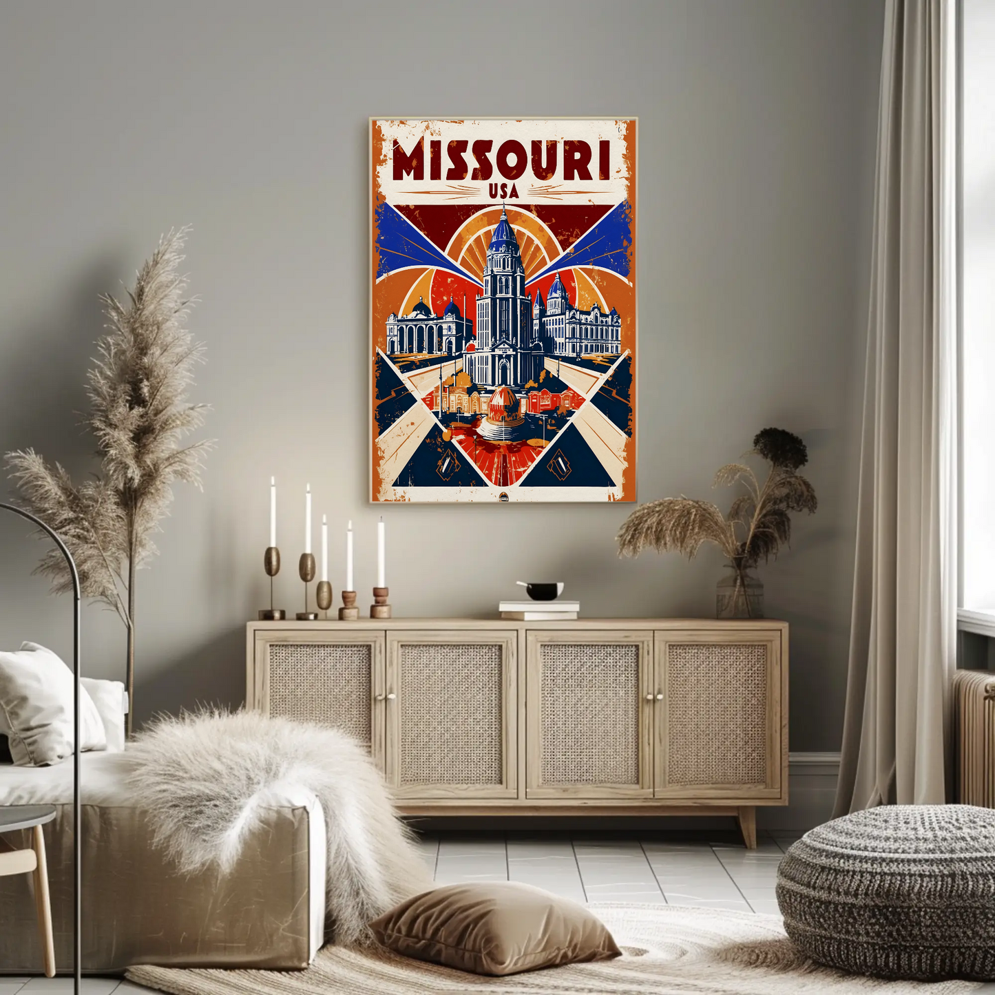 Missouri USA Historic Dome Skyline Vintage Travel Poster