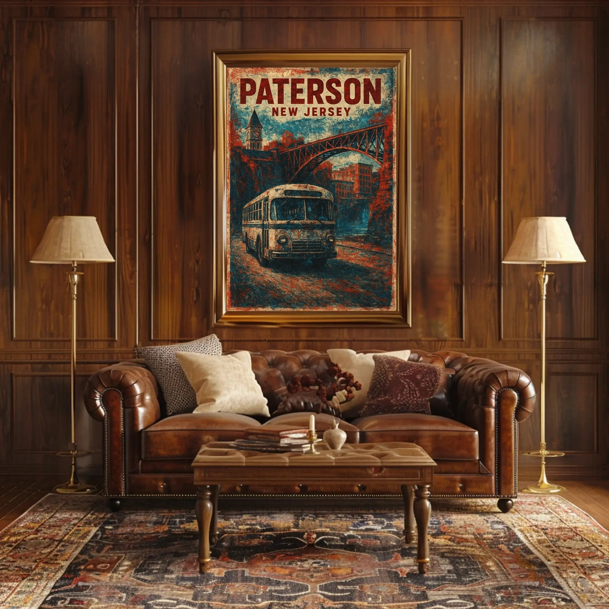 Paterson New Jersey Scenic Cityscape Heritage Riverfront Travel Souvenir Home Decor Urban Landscape Poster