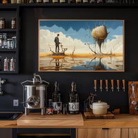 Surreal Dreamscape with Mysterious Island Artistic Poster