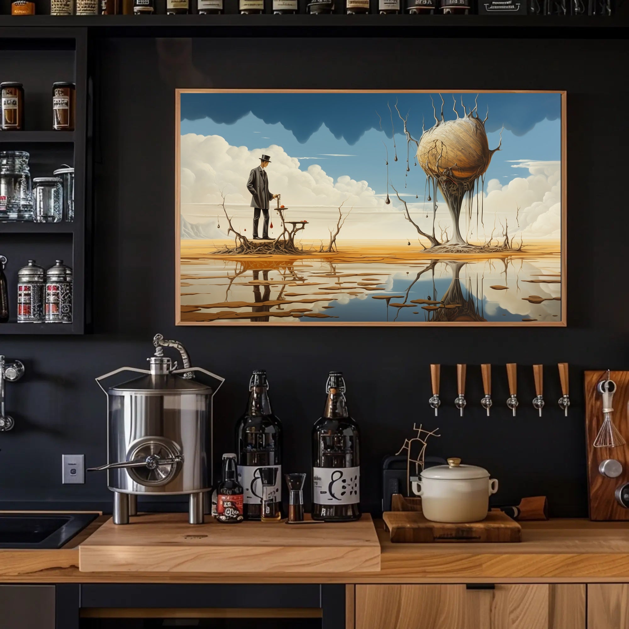 Surreal Dreamscape with Mysterious Island Artistic Poster