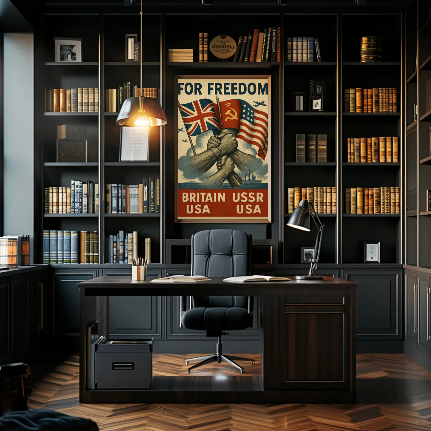 Allied Unity for Freedom WWII Propaganda Poster
