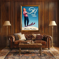 Ski in Old Quebec Vintage Travel Poster PosterGoat