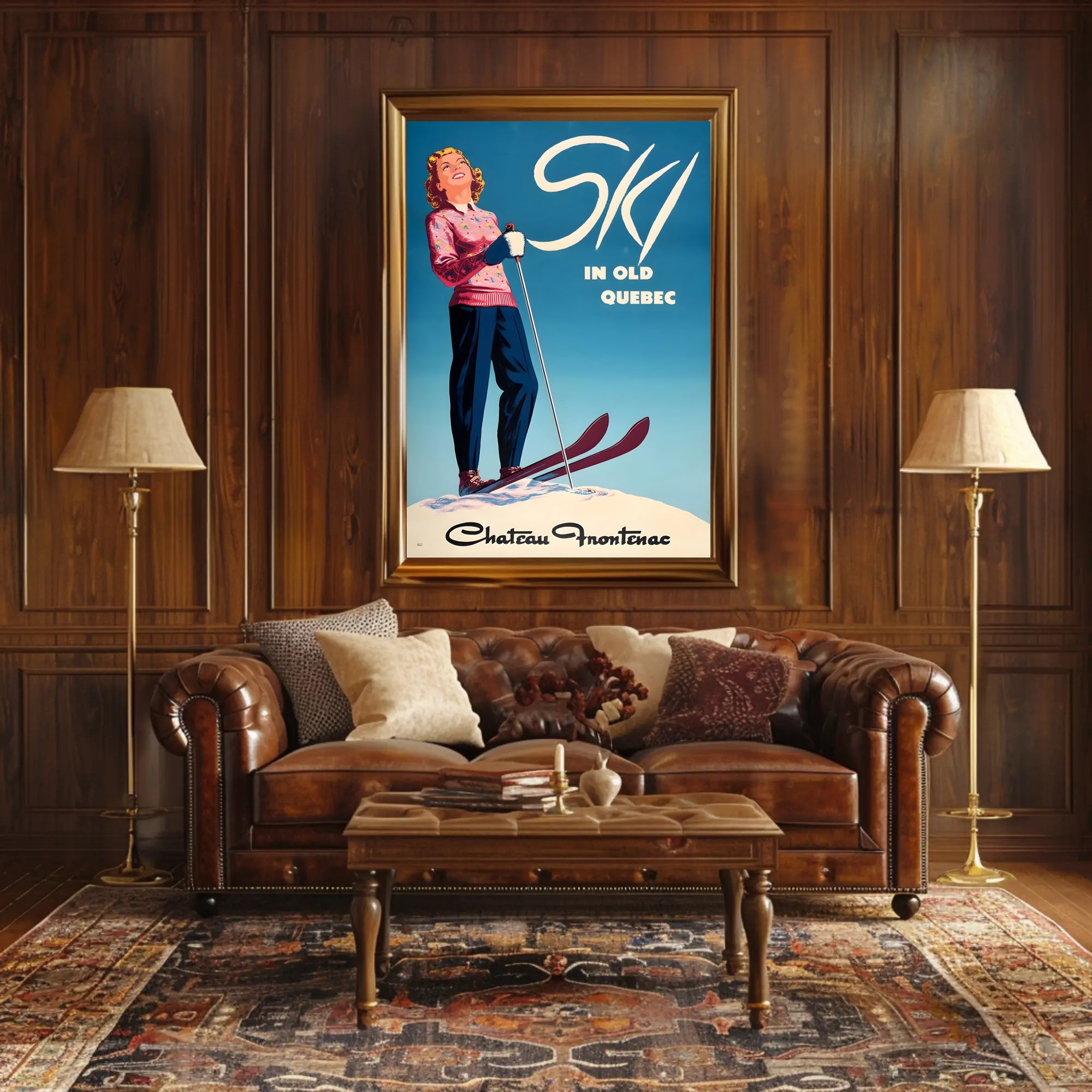 Ski in Old Quebec Vintage Travel Poster PosterGoat