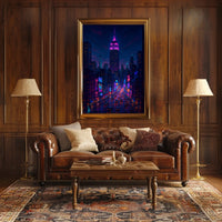 New York City Poster Modern Neon Nightlife Wall Art