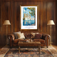 Vibrant Bellagio Watercolor Art: Las Vegas Travel Poster PosterGoat